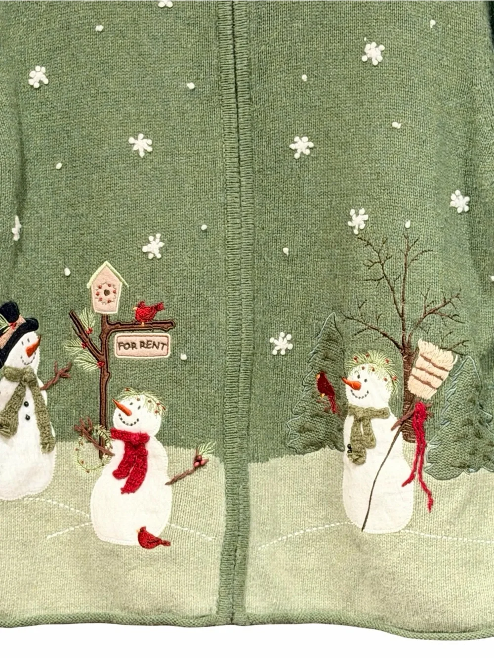 Croft And Barrow Vintage Y2K Snowman Scene Full Zip Cardigan Teachercore